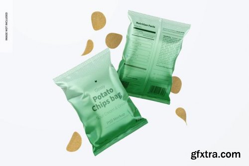 Glossy chips bag mockup