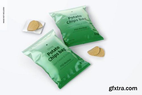 Glossy chips bag mockup