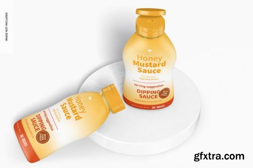 12 oz honey mustard sauce bottles mockup