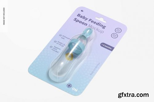 Baby squeeze feeding spoon blister mockup