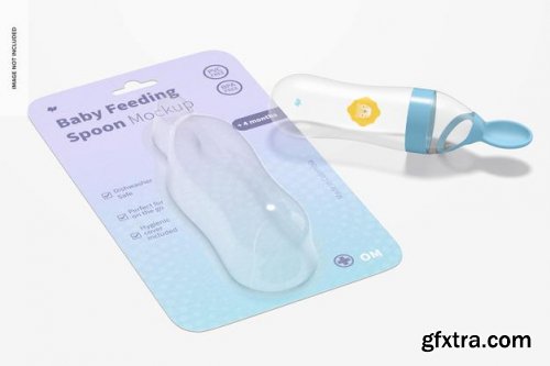 Baby squeeze feeding spoon blister mockup