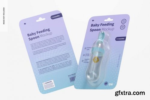 Baby squeeze feeding spoon blister mockup