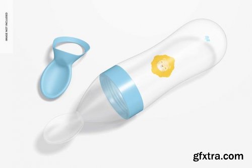 Baby squeeze feeding spoon blister mockup