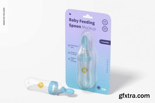 Baby squeeze feeding spoon blister mockup