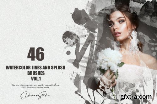 46 Watercolor Lines and Splash Brushes - Vol. 1