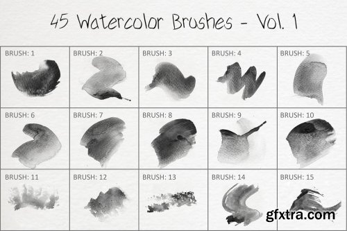 45 Watercolor Brushes - Vol. 1