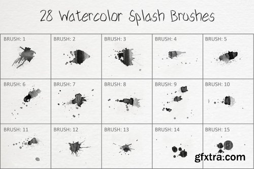 28 Watercolor Splash Photoshop Brushes 6258130