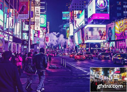 CreativeMarket - Cyberpunk Effect Photoshop Action 5106456