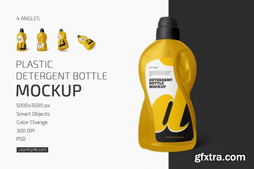 CreativeMarket - Plastic Detergent Bottle Mockup Set 6193407