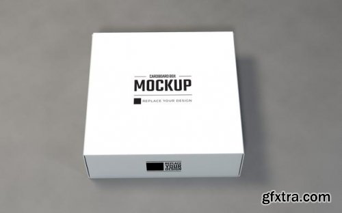 Display white square cardboard boxes mockup