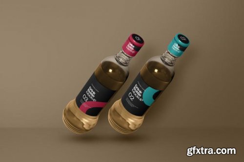 Single wine bottle mockup