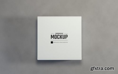 Display white square cardboard boxes mockup