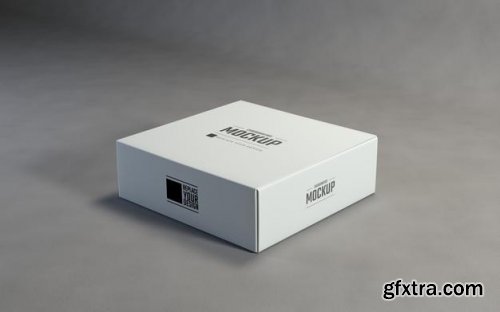 Display white square cardboard boxes mockup