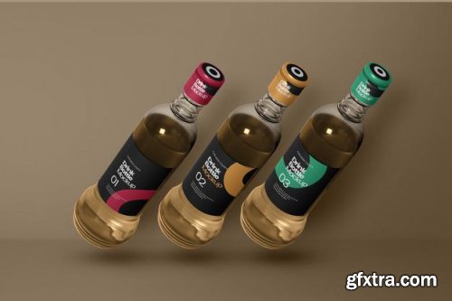 Single wine bottle mockup