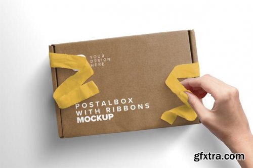 Woman hand opening postal box mockup