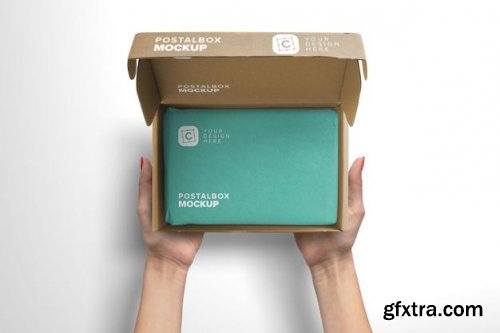 Woman hand opening postal box mockup