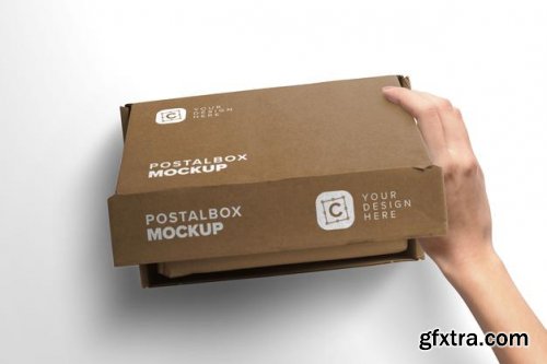 Woman hand opening postal box mockup