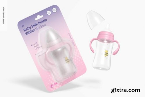 300ml baby milk bottles blister mockup