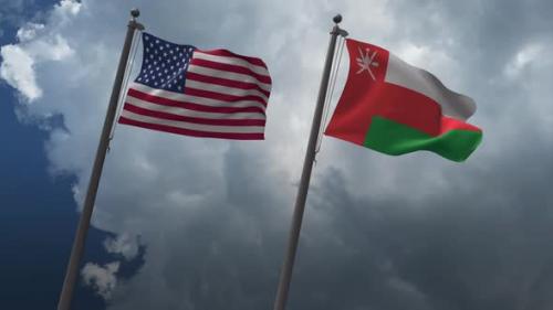 Videohive - Waving Flags Of The United States And The Oman 4K - 32902687 - 32902687