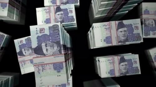 Videohive - Flight over the Pakistani rupee money banknote packs loop - 32913653 - 32913653
