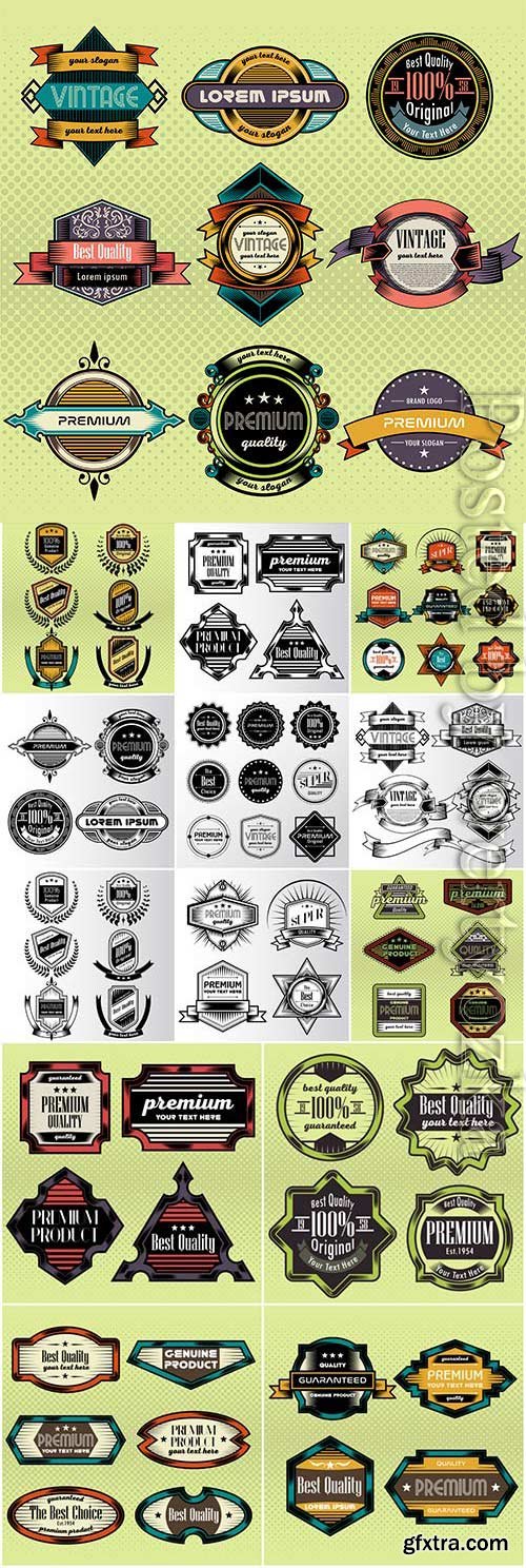 Original retro labels in vector