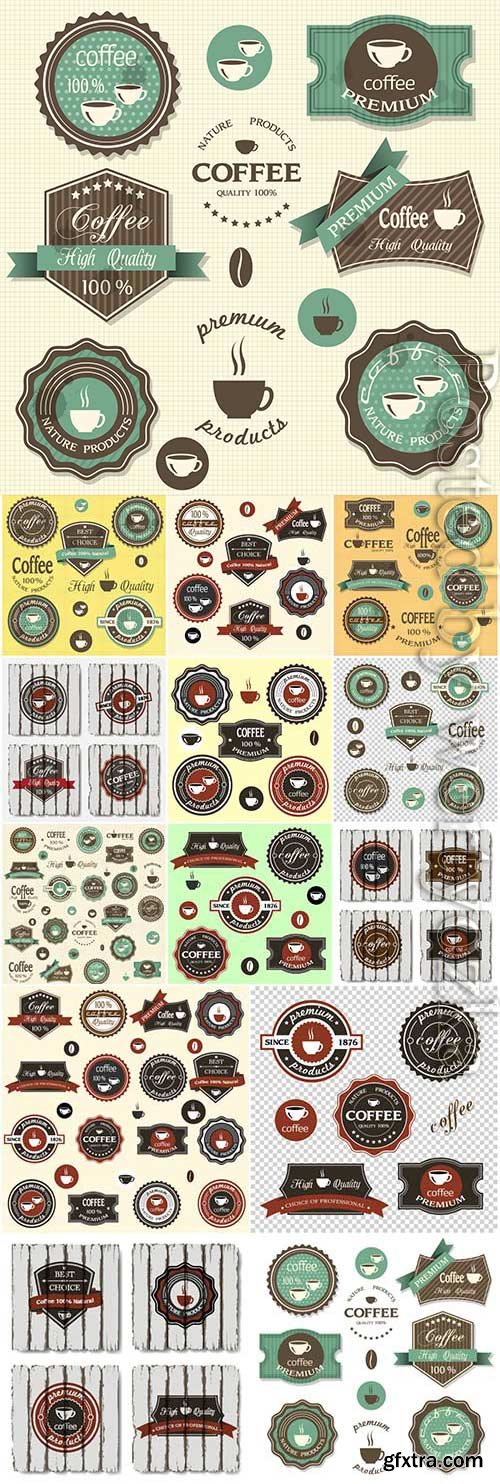 Coffee premium labels in retro style in vector