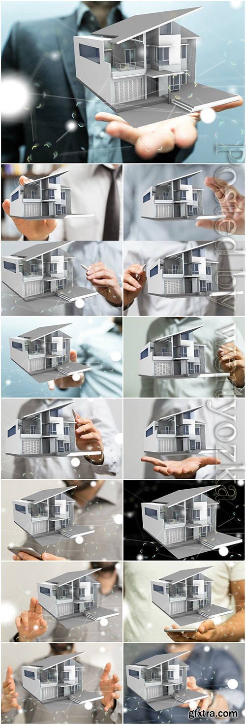 House mockup in male hands stock photo