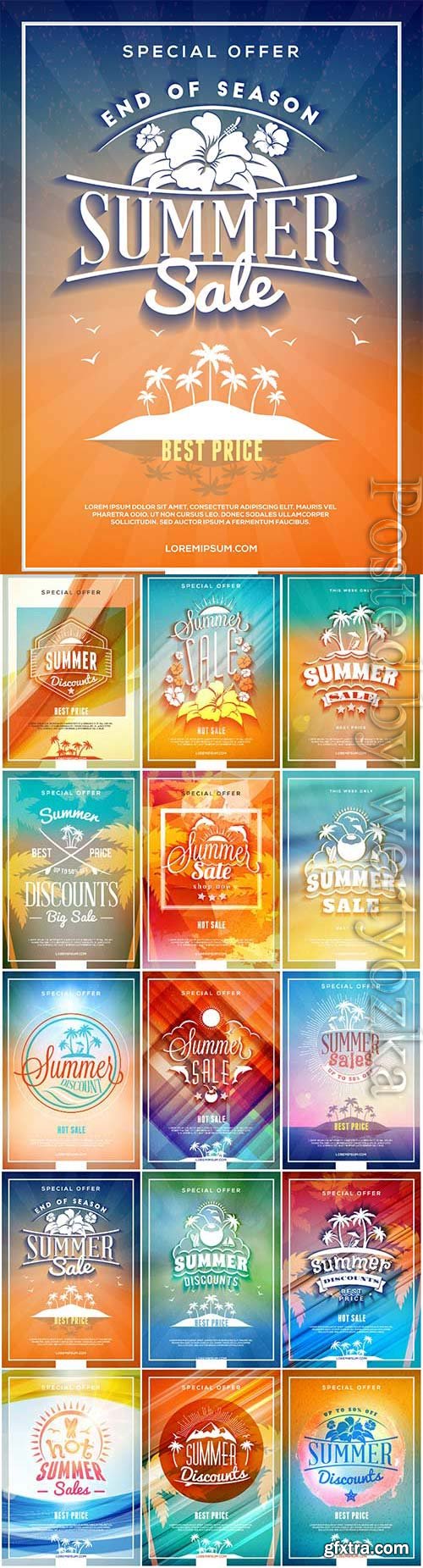 Summer backgrounds with text in vector