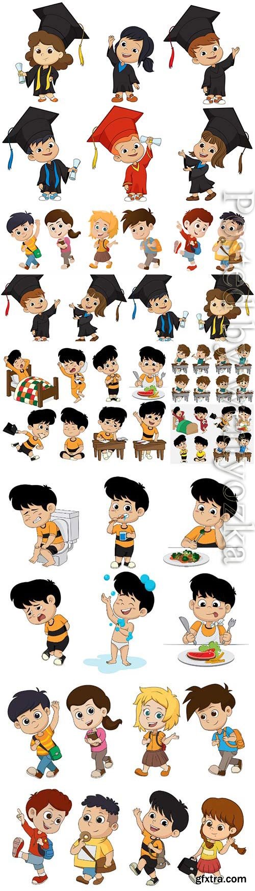 Funny cartoon kids in vector