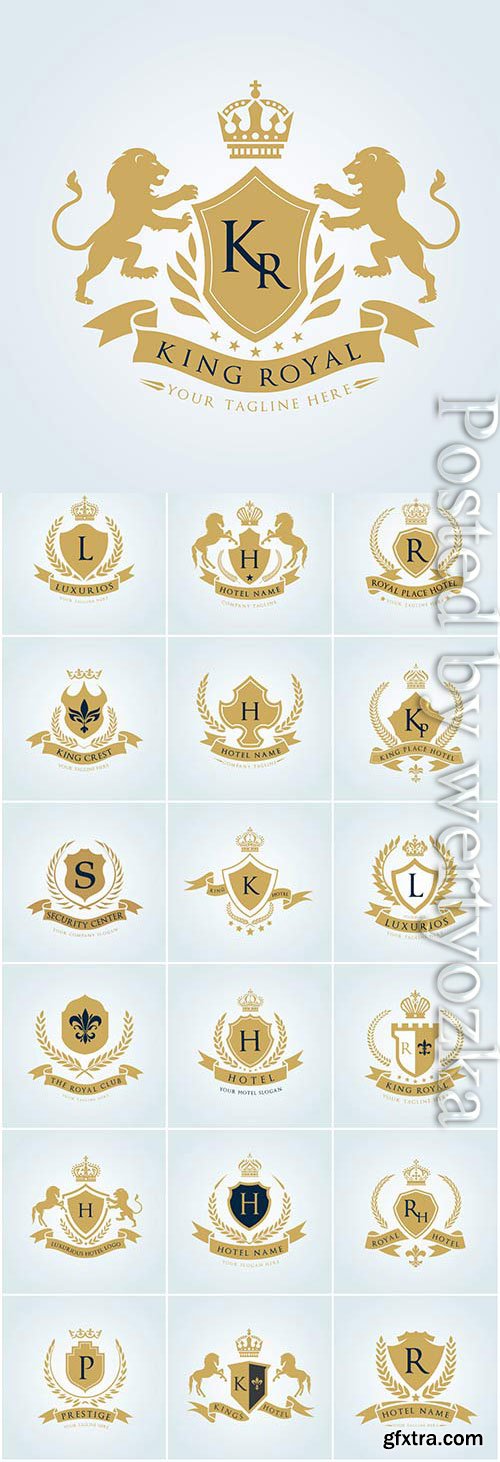 Gold logos and badges in vector