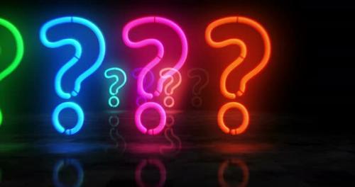 Videohive - Question mark neon symbol 3d flight between - 32935052 - 32935052