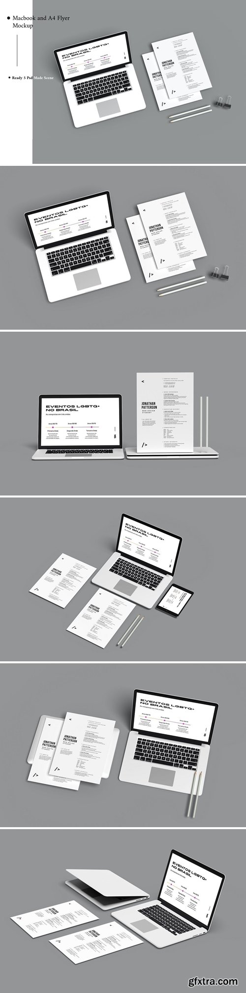 Macbook and A4 Flyer Mockup