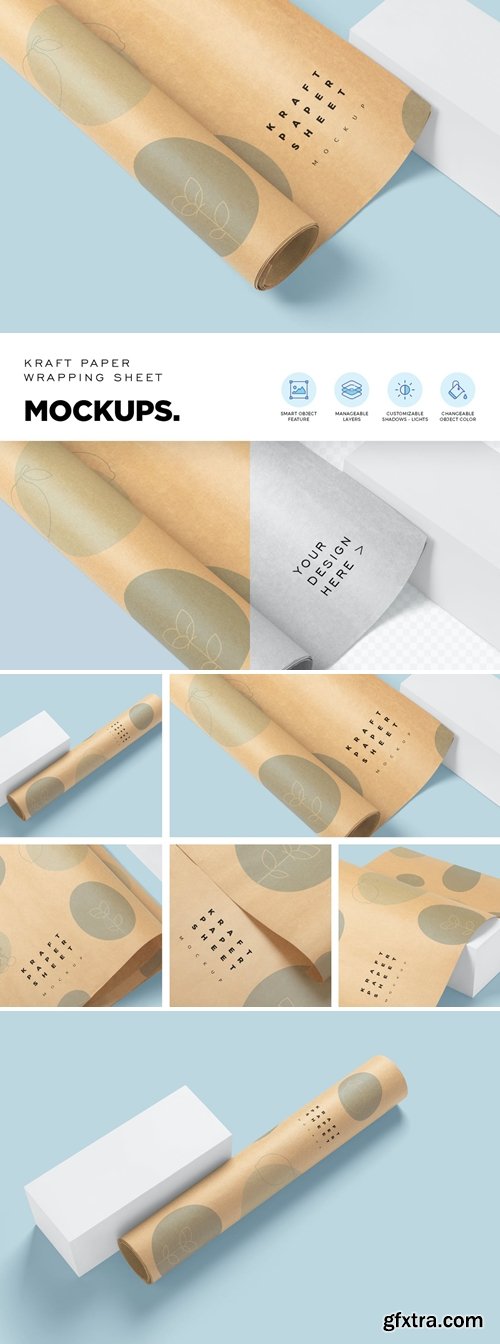 Kraft Paper Wrapping Sheet Mockups