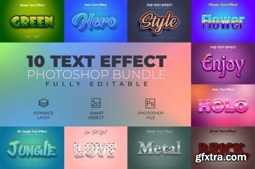 CreativeMarket - Photoshop Text Effect Bundle 10 in 1 4524356