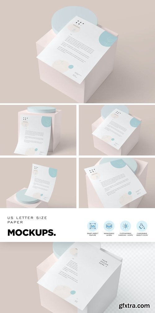 CreativeMarket - US Letter Stationery Paper Mockups 4646676