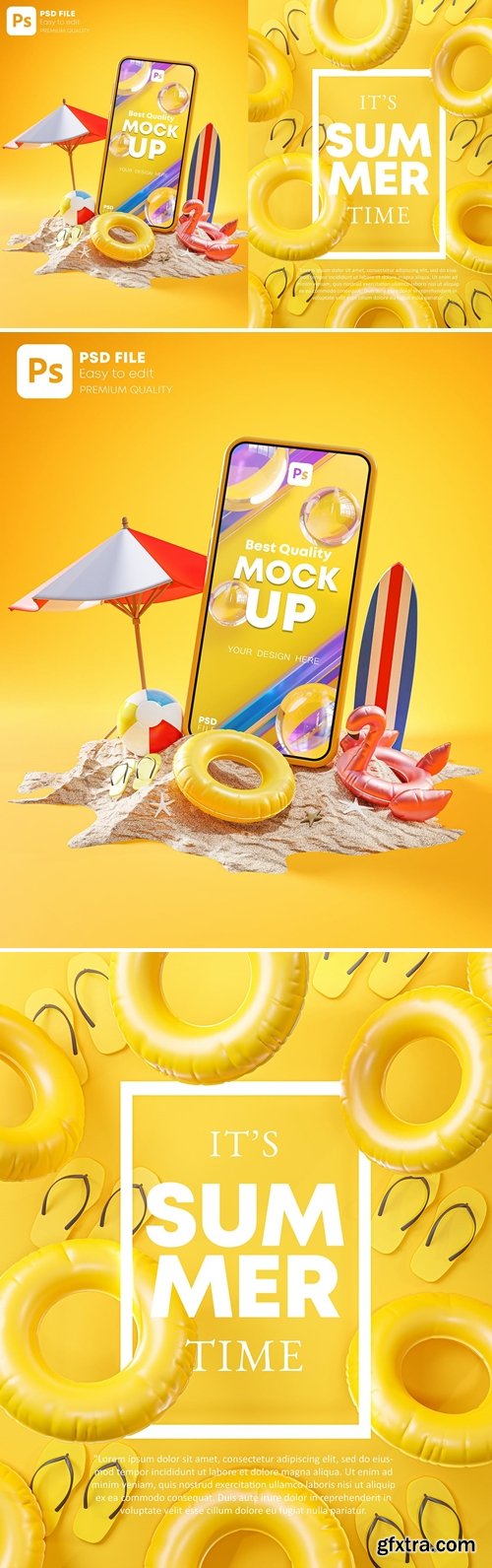 Summer Holiday Phone Mockup and Poster 3D
