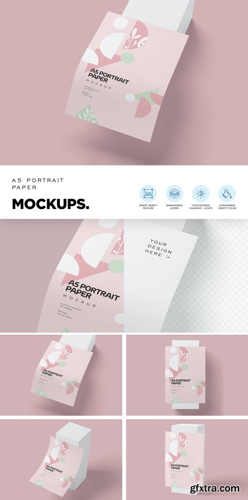 A5 Vertical Paper Mockups