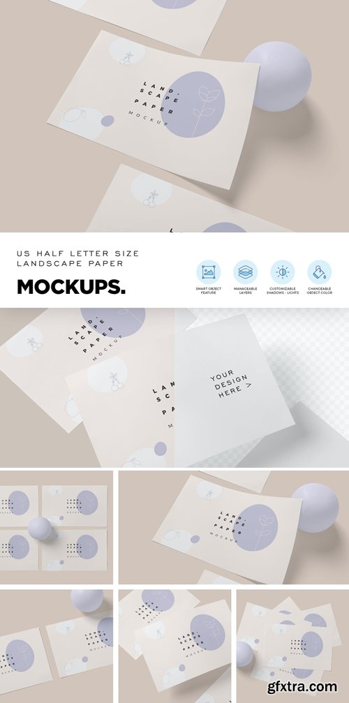 Landscape Half Letter Page Mockups