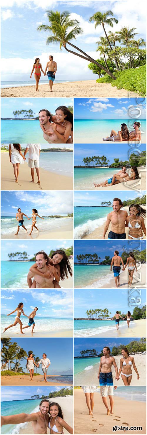 Man and woman relaxing on the sea stock photo