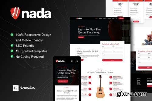 ThemeForest - Nada v1.0.0 - Guitar Lessons & Courses Elementor Template Kit - 32929677