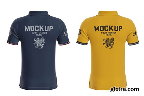 Men's Short Sleeve Polo Shirt Mockup. Back Side