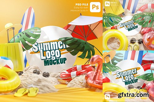 Logo Mockup Summer Beach Accessories 3D Pack