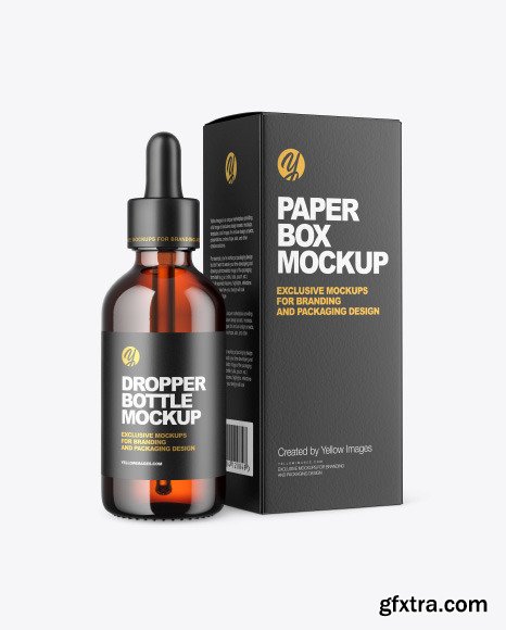 Amber Dropper Oil Bottle with Paper Box Mockup 80880