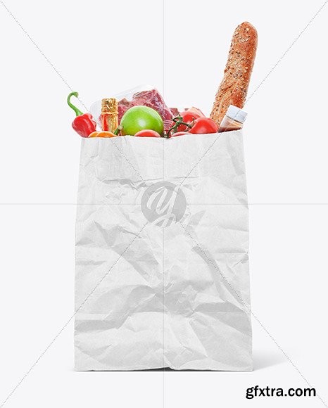 Kraft Paper Bag with Food Mockup 73368