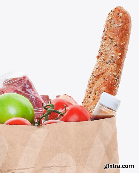 Kraft Paper Bag with Food Mockup 73368