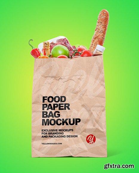 Kraft Paper Bag with Food Mockup 73368