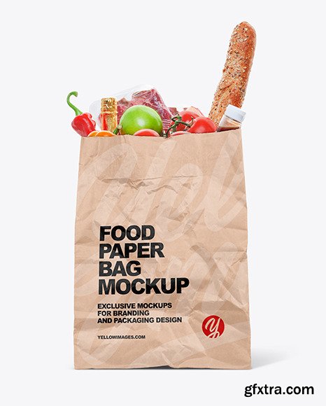 Kraft Paper Bag with Food Mockup 73368