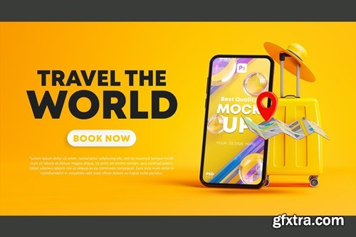 Phone Mockup Travel The World Book Now