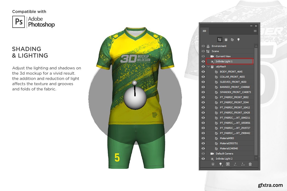 CreativeMarket - 3D Soccer Jersey V-Neck Kit Mockup 6198334 » GFxtra