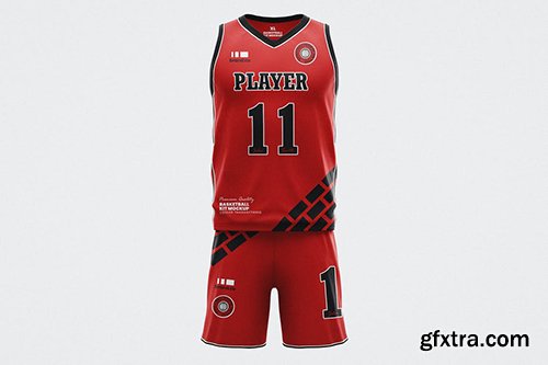 Basketball Jersey Uniforms Set Mockup Template